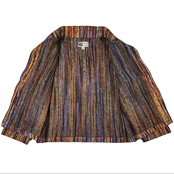 Habitat-Clothes To Live In, size large, retro boho jacket, rainbow yarn stripes - Picture 11 of 16